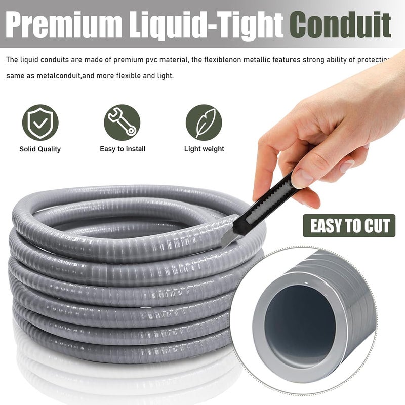 Feotech 1 1/4 Inch Flexible Conduit 25 FT Non Metallic Liquid-Tight Conduit.1-1/4" Dia - Image 3